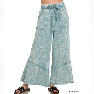 Zenana Outfitters Light Blue Wide-Leg Pants